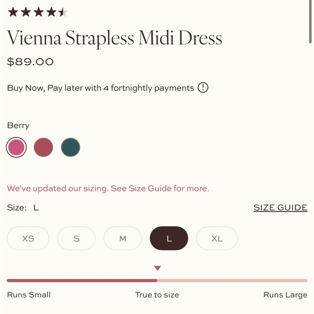 NWT Petal & Pup Vienna Strapless Midi Dress, Berry, Women’s Size Large - Picture 15 of 16